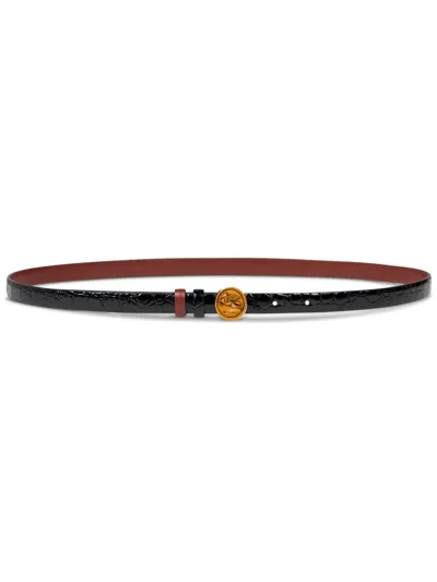 Etro Pegaso-plaque Reversible Belt In Black