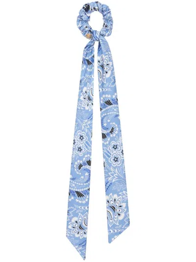 Etro Pegaso Plaque Strap Detailed Scrunchie In Blue