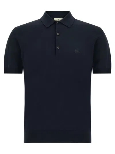 Etro Pegaso Polo Shirt In Blue
