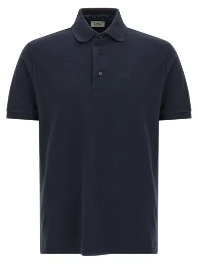 Etro Pegaso Polo Shirt In Blue