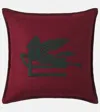 Etro Pegaso Wool Cushion In Red