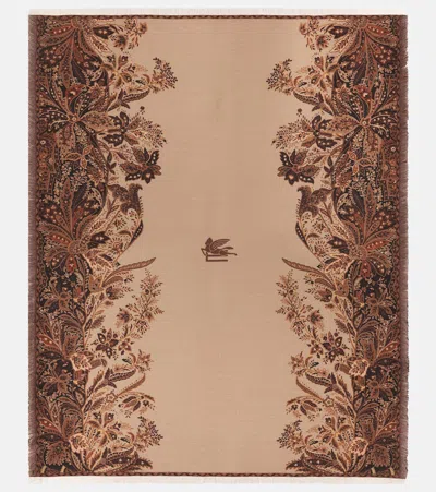 Etro Pegaso Wool Throw In Brown