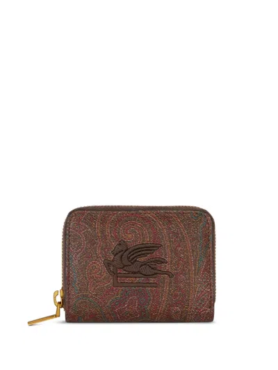 Etro Wallet In Coated Paisley Leather In Multi