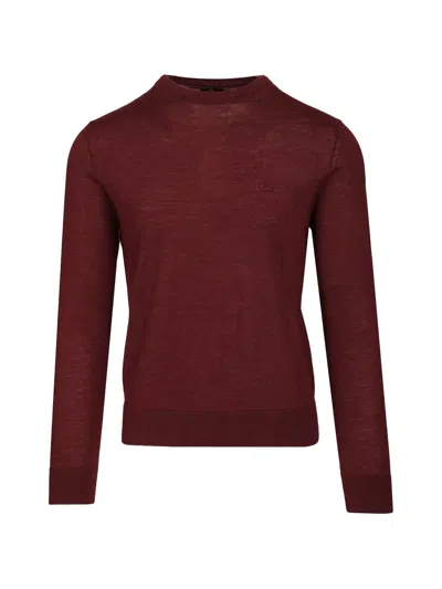 Etro Pegaso-embroidered Crew-neck Sweater In Burgundy