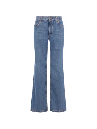 Etro Pegaso-embroidered Flared Jeans In Blue