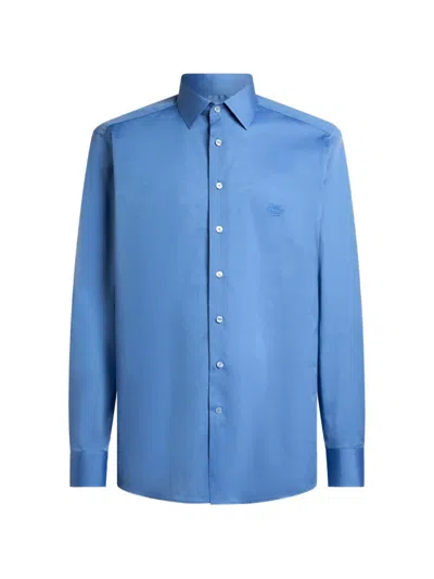 Etro Shirt With Pegaso Embroidery In Blue
