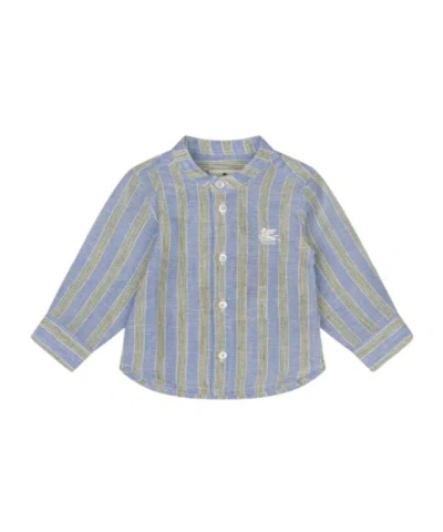 Etro Pegaso-embroidered Striped Shirt In Blue
