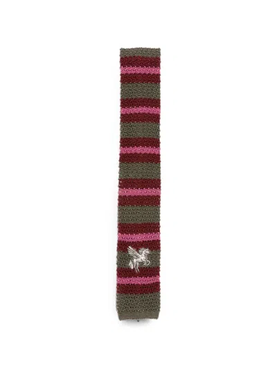 Etro Pegaso-embroidered Striped-pattern Tie In Multi