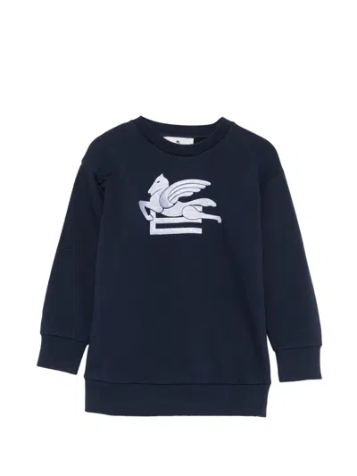Etro Kids' Pegaso-embroidered Sweatshirt In Blue