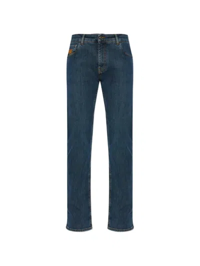Etro Pegaso-embroidered Tapered Jeans In Blue