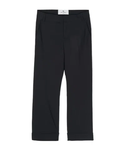 Etro Pegaso-motif Slim-fit Trousers In Black