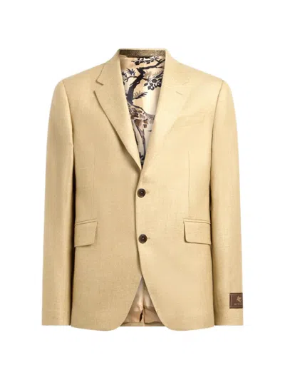 Etro Pegaso-patch Single-breasted Blazer In Nude