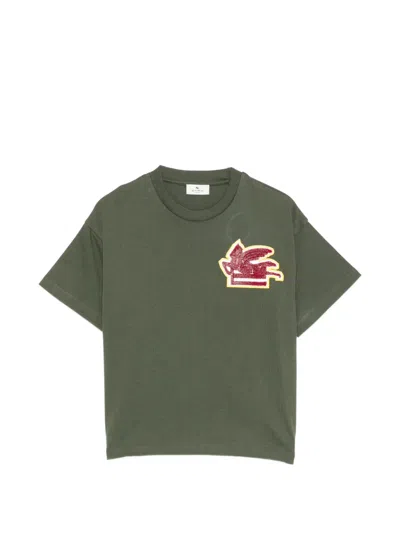 Etro Kids' Pegaso-patch T-shirt In Green