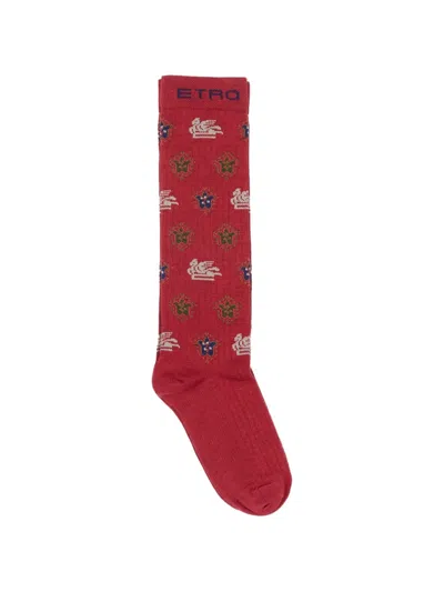 Etro Kids' Pegaso-pattern Socks In Red