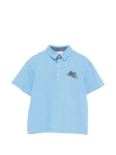 Etro Kids' Pegasus-appliqué Polo Shirt In Blue
