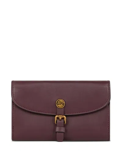 Etro Pegasus Buckle Wallet In Burgundy