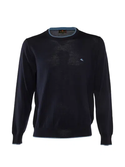 Pre-owned Etro Pegasus Embroidered Sweater In Blue