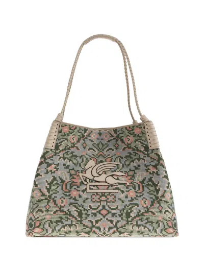 Etro Pegasus Floral Tote Bag In Multi
