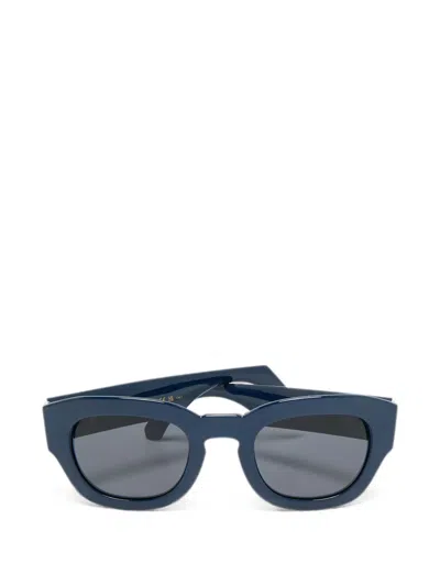 Pre-owned Etro Pegasus Geometric Sunglasses In Blue
