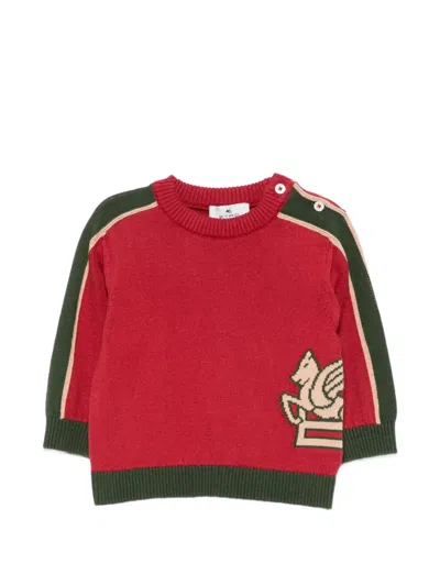 Etro Babies' Pegasus Intarsia-knit Sweater In Red