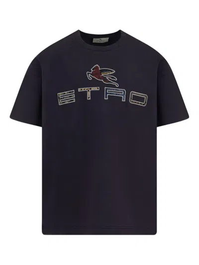 Etro Kids' Pegasus Logo T-shirt In Black