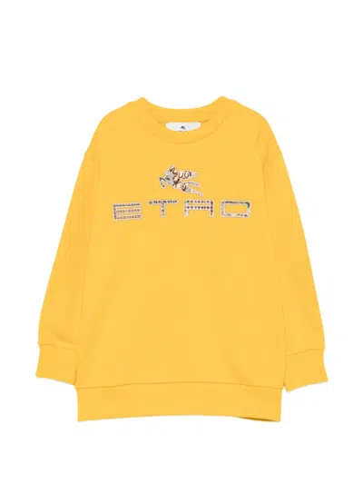 Etro Kids' Pegasus Logo-embroidered Sweatshirt In Yellow