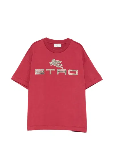 Etro Kids' Pegasus Logo-patch T-shirt In Red