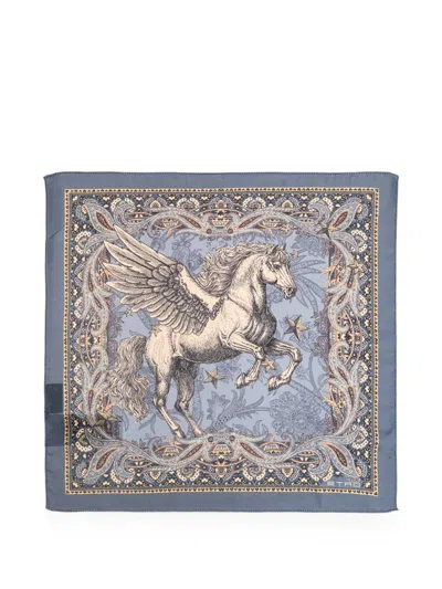 Etro Pegasus Paisley-print Pocket Square In Blue