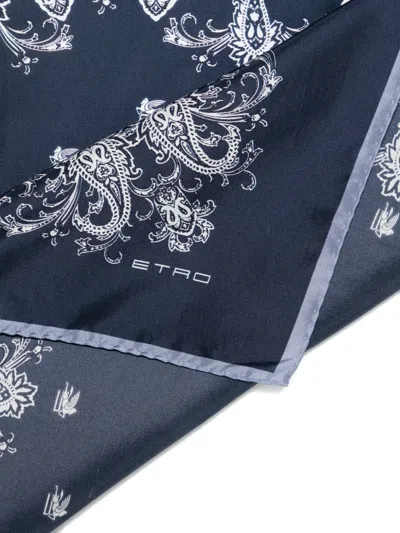 Etro Pegasus Paisley-print Scarf In Blue