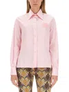 Etro Logo-embroidered Striped Cotton Shirt In Pink