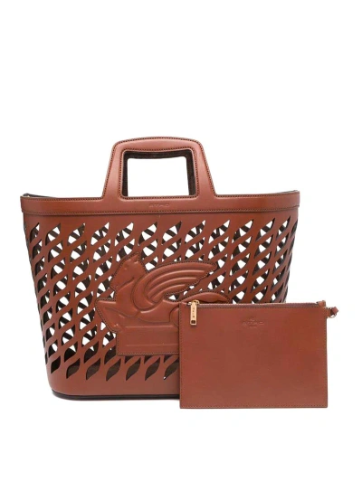 Etro Pegasus Shopping Bag In Brown