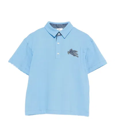 Etro Kids' Pegasus-appliqué Polo Shirt In Blue