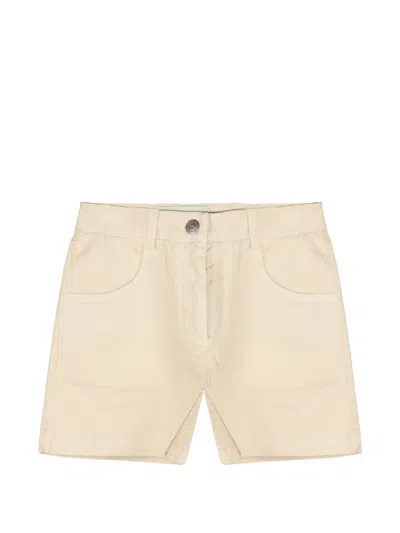 Etro Kids' Pegasus-embroidered Herringbone-weave Shorts In Neutral