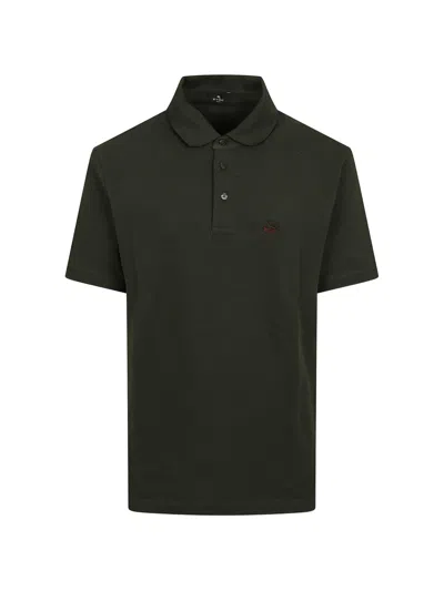 Etro Pegasus-embroidered Polo Shirt In Green
