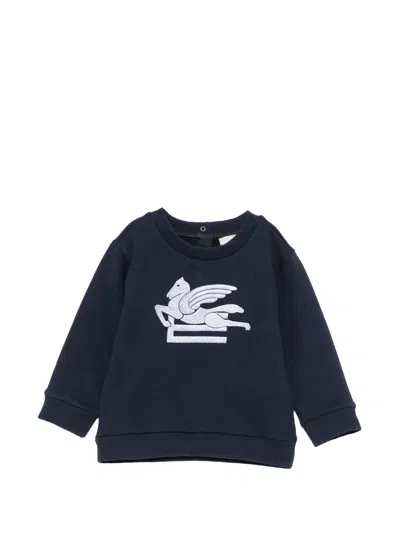 Etro Babies' Pegasus-embroidered Sweatshirt In Blue