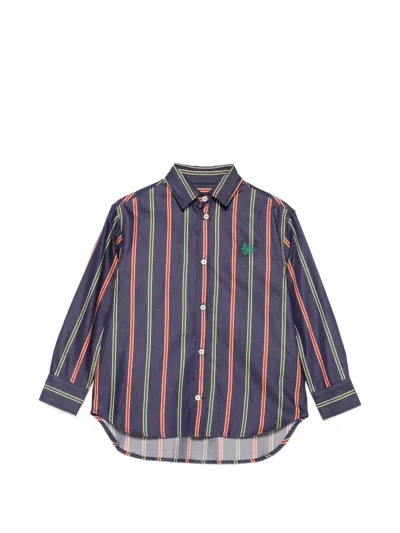 Etro Kids' Pegasus-embroidery Striped Shirt In Brown