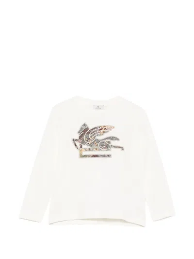 Etro Kids' Pegasus-embroidery T-shirt In White
