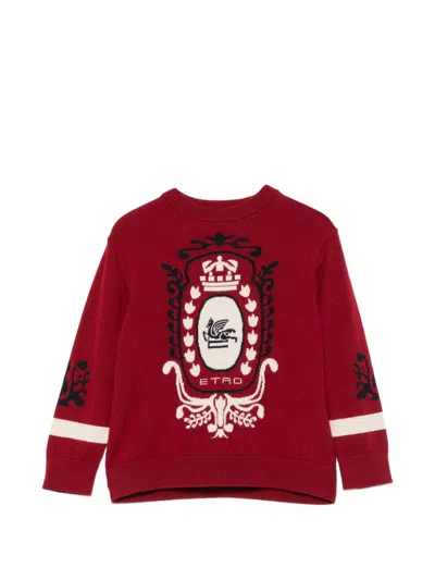 Etro Kids' Pegasus-knit Sweater In Brown