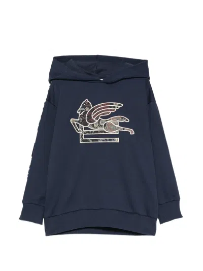 Etro Kids' Pegasus-patch Hoodie In Blue
