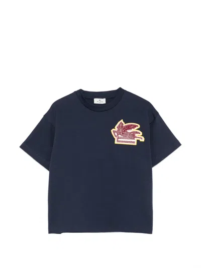 Etro Kids' Pegasus-patch T-shirt In Blue