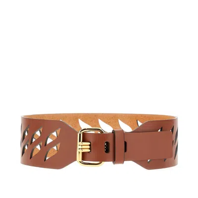 Etro Penworked Motif Leather Belt In Brown