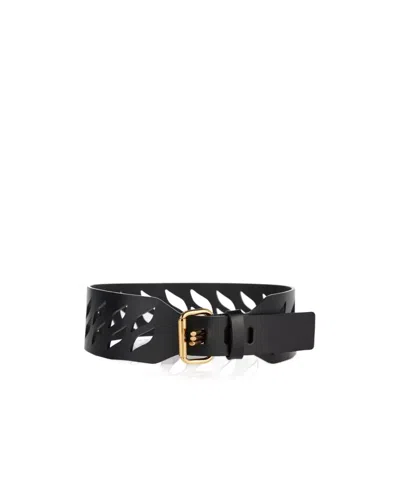 Etro Perforated Buckle Belt In Black