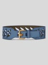 Etro Perforated Cotton-canvas Belt In Light Blue