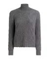 Etro Perforated Cashmere Turtleneck Sweater In Gray