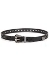 Etro Leather Belt With Perforated Details Belts Brown In Black
