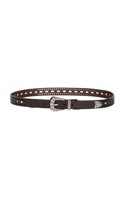 Etro Perforated Leather Belt In Brown