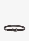 Etro Leather Belt With Perforated Details Belts Brown In Brown