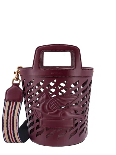 Etro Perforated Leather Bucket Bag With Shoulder Strap