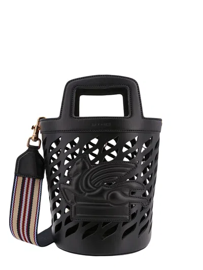 Etro Perforated Leather Bucket Bag With Shoulder Strap