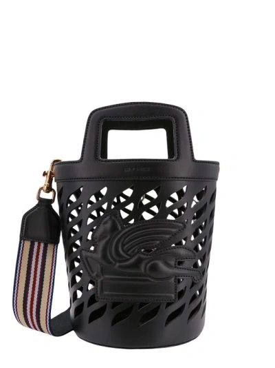 ETRO PERFORATED LEATHER BUCKET BAG WITH SHOULDER STRAP